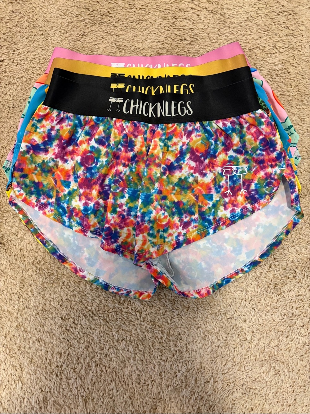 5 Pair - Chicknlegs Women's Athletic Shorts - Black & Multicolor Pack - Picture 5 of 16